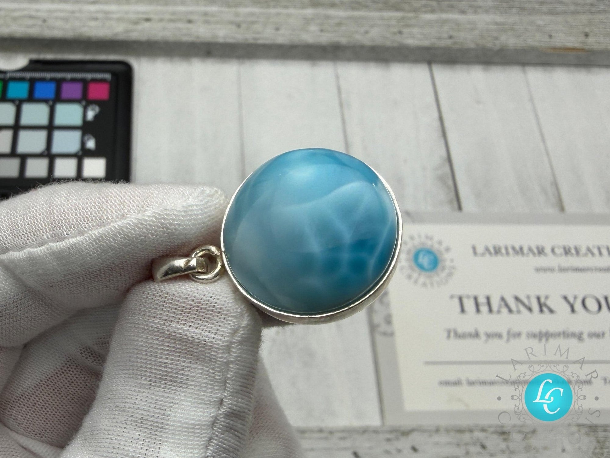 Larimar Freeform Meditation Stone – Sterling Silver - Larimar Creations