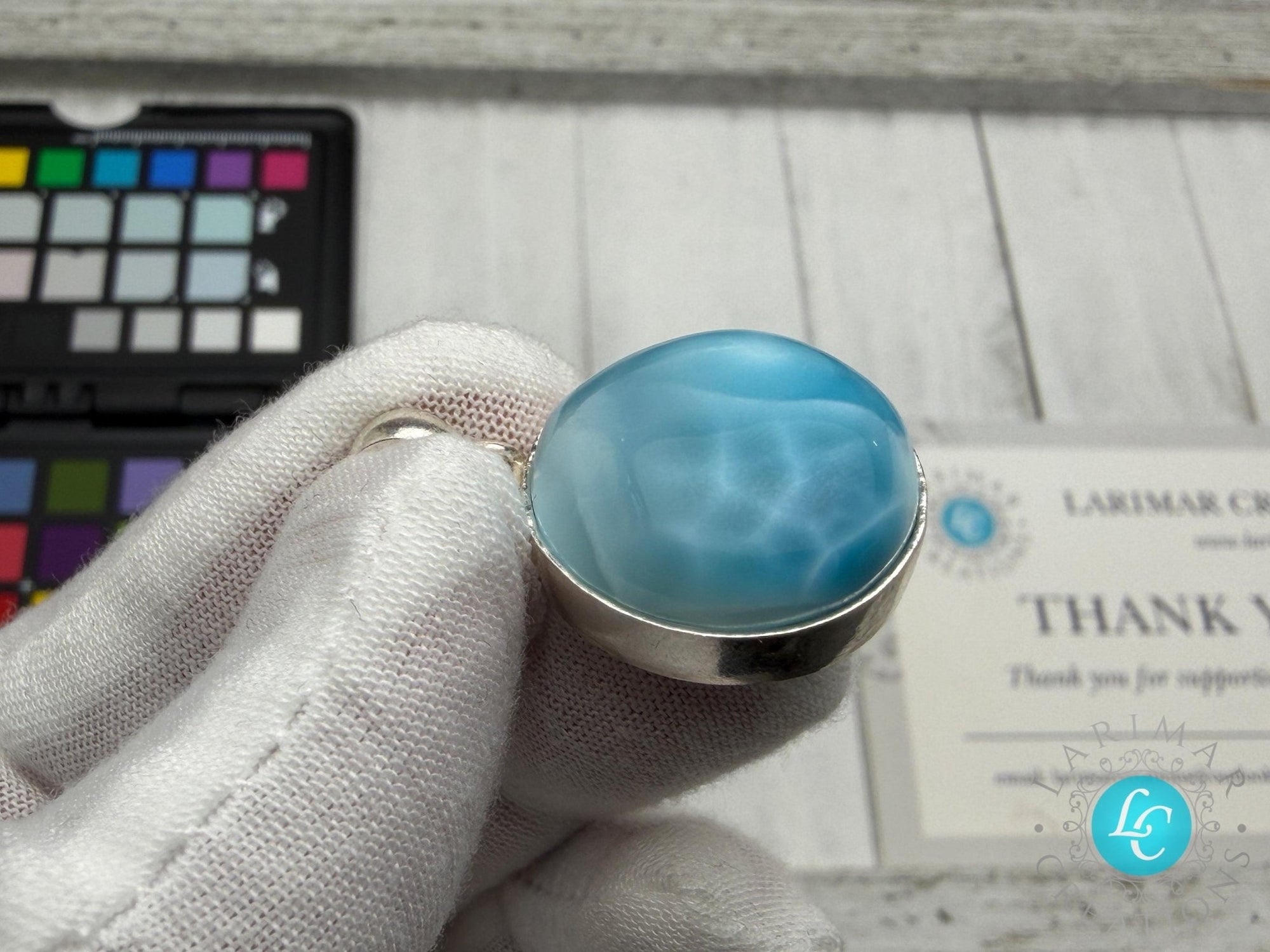 Larimar Freeform Meditation Stone – Sterling Silver - Larimar Creations