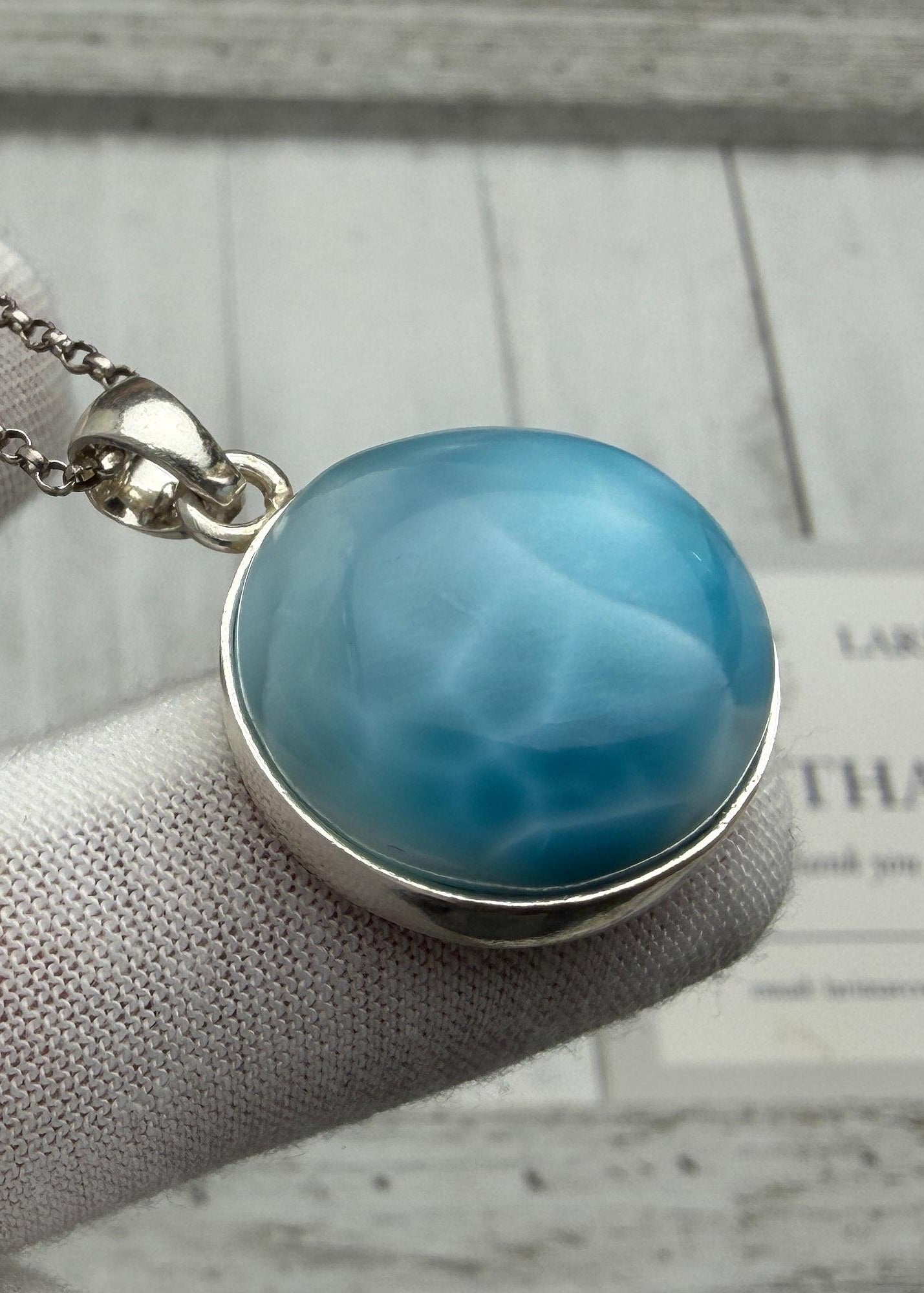 Larimar Freeform Meditation Stone – Sterling Silver - Larimar Creations