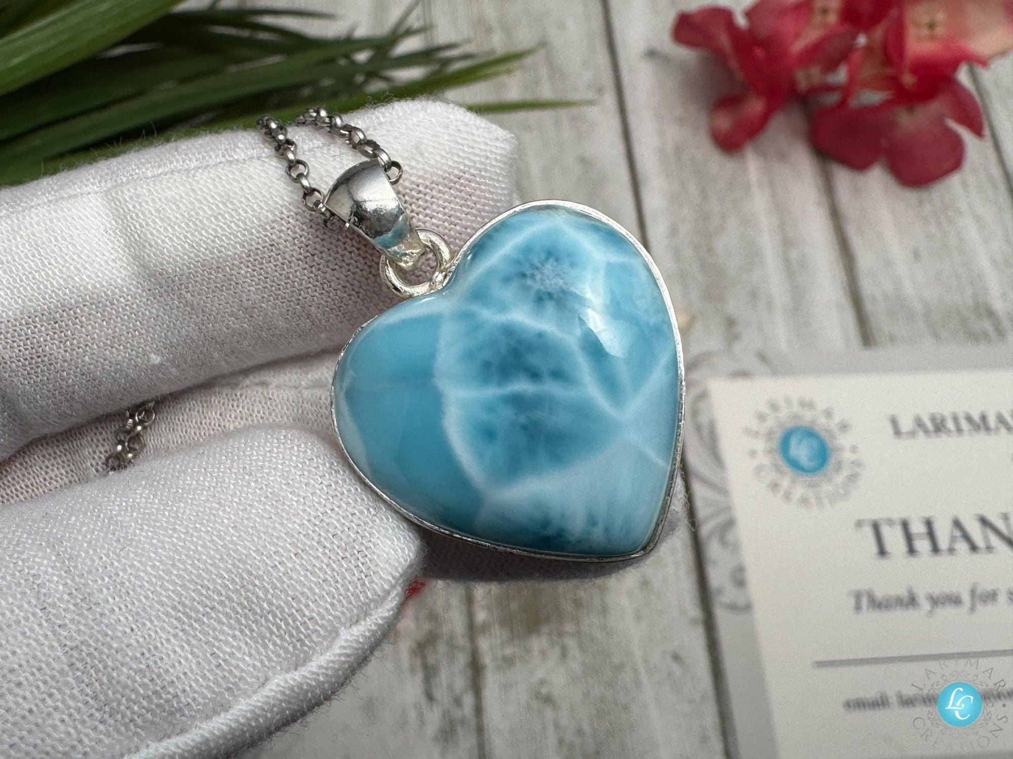 Larimar Heart Necklace: 925 Sterling Silver - Larimar Creations