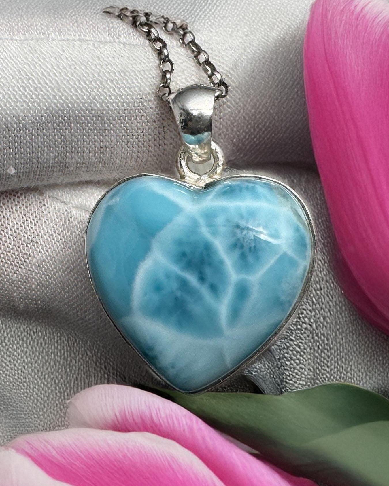 Larimar Heart Necklace: 925 Sterling Silver - Larimar Creations