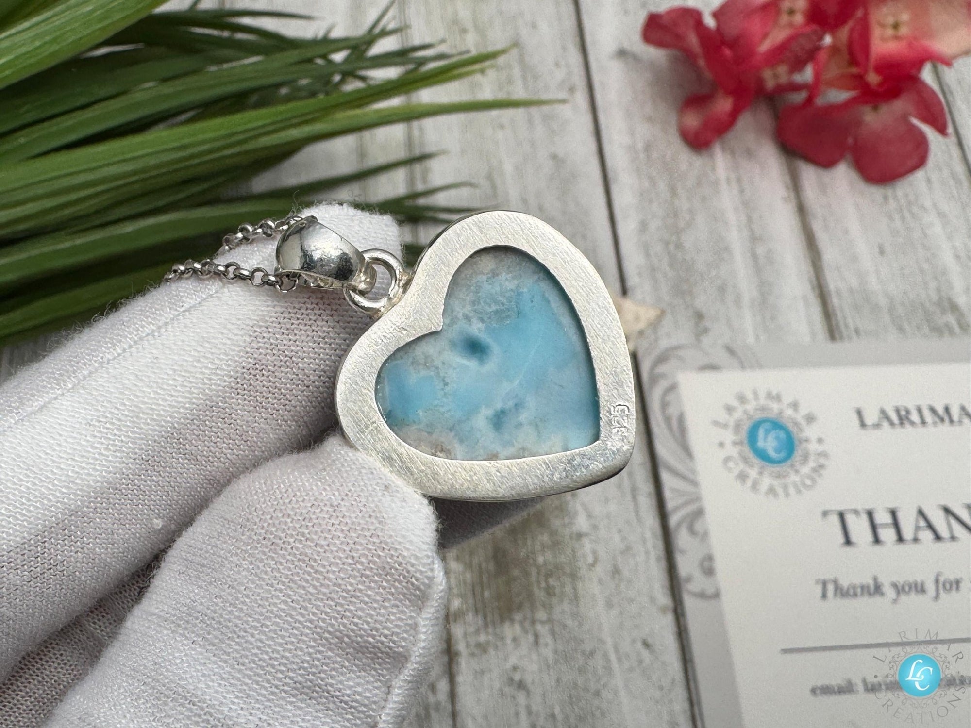 Larimar Heart Necklace: 925 Sterling Silver - Larimar Creations