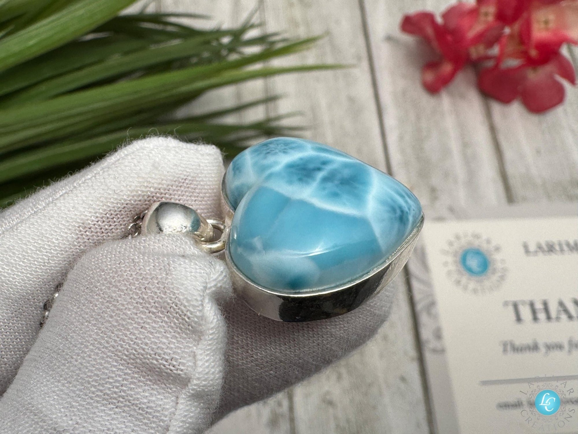 Larimar Heart Necklace: 925 Sterling Silver - Larimar Creations