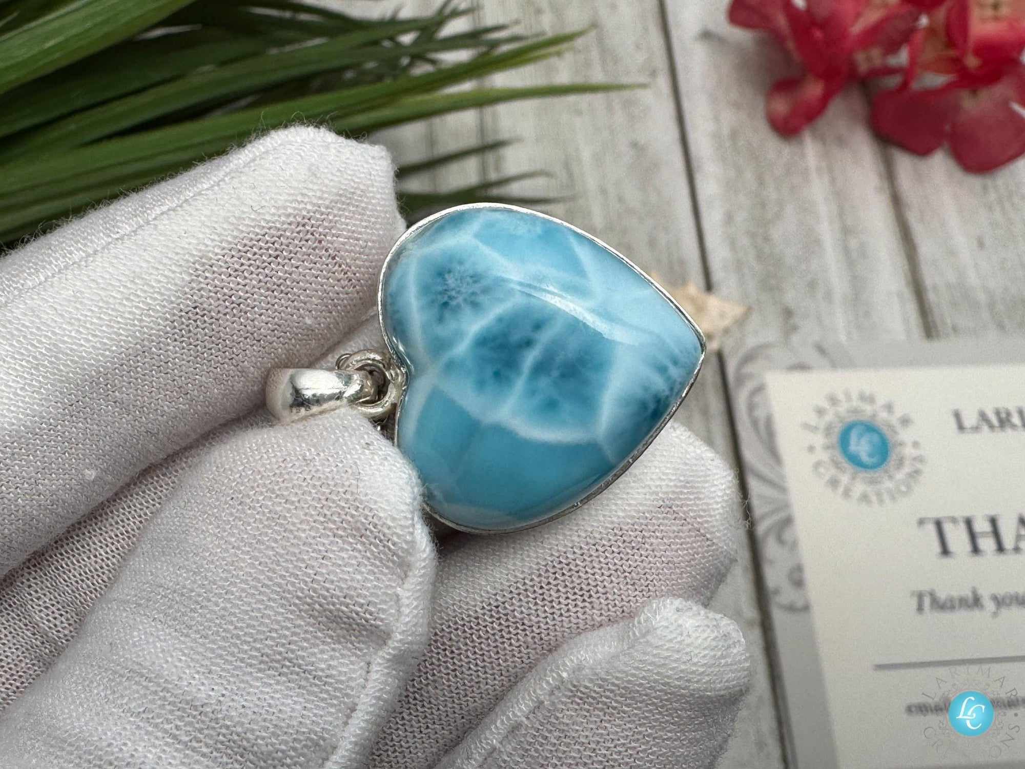 Larimar Heart Necklace: 925 Sterling Silver - Larimar Creations