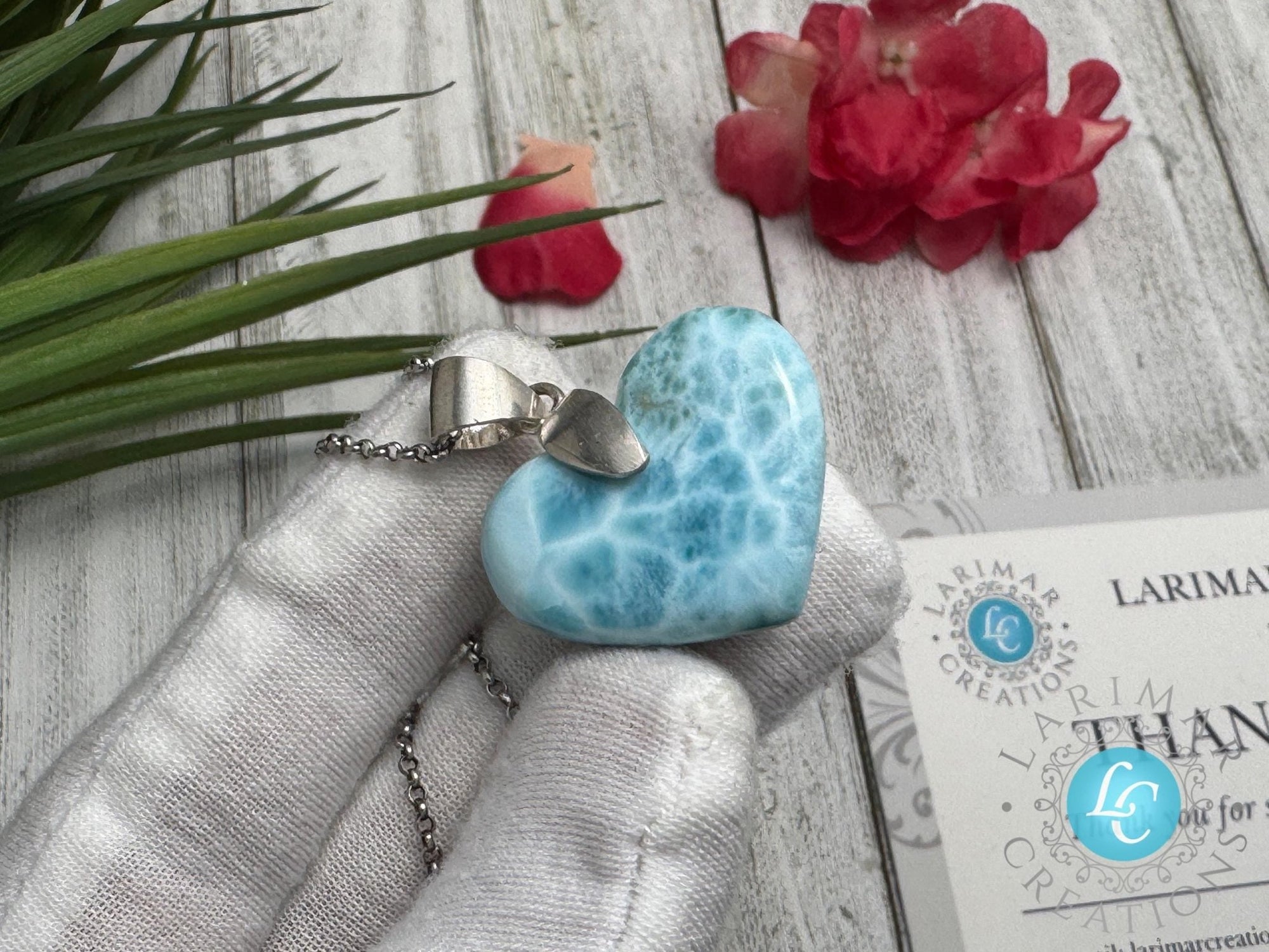 Larimar Heart Necklace, Sterling Silver - Larimar Creations