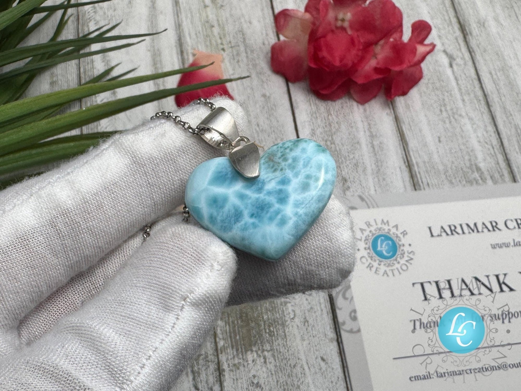 Larimar Heart Necklace, Sterling Silver - Larimar Creations