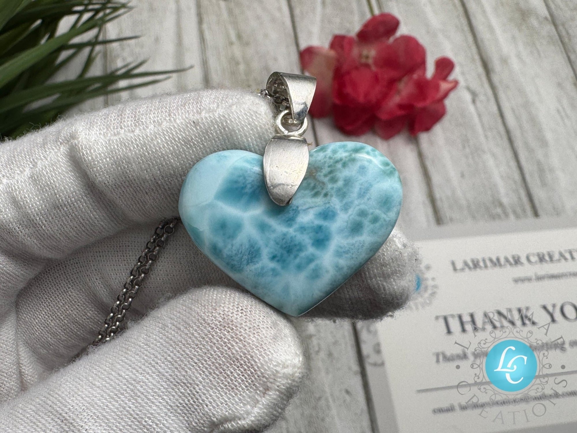 Larimar Heart Necklace, Sterling Silver - Larimar Creations