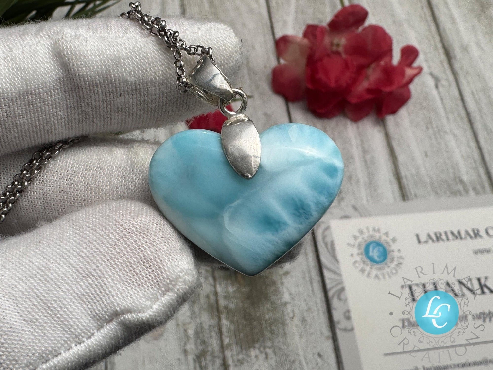 Larimar Heart Necklace, Sterling Silver - Larimar Creations