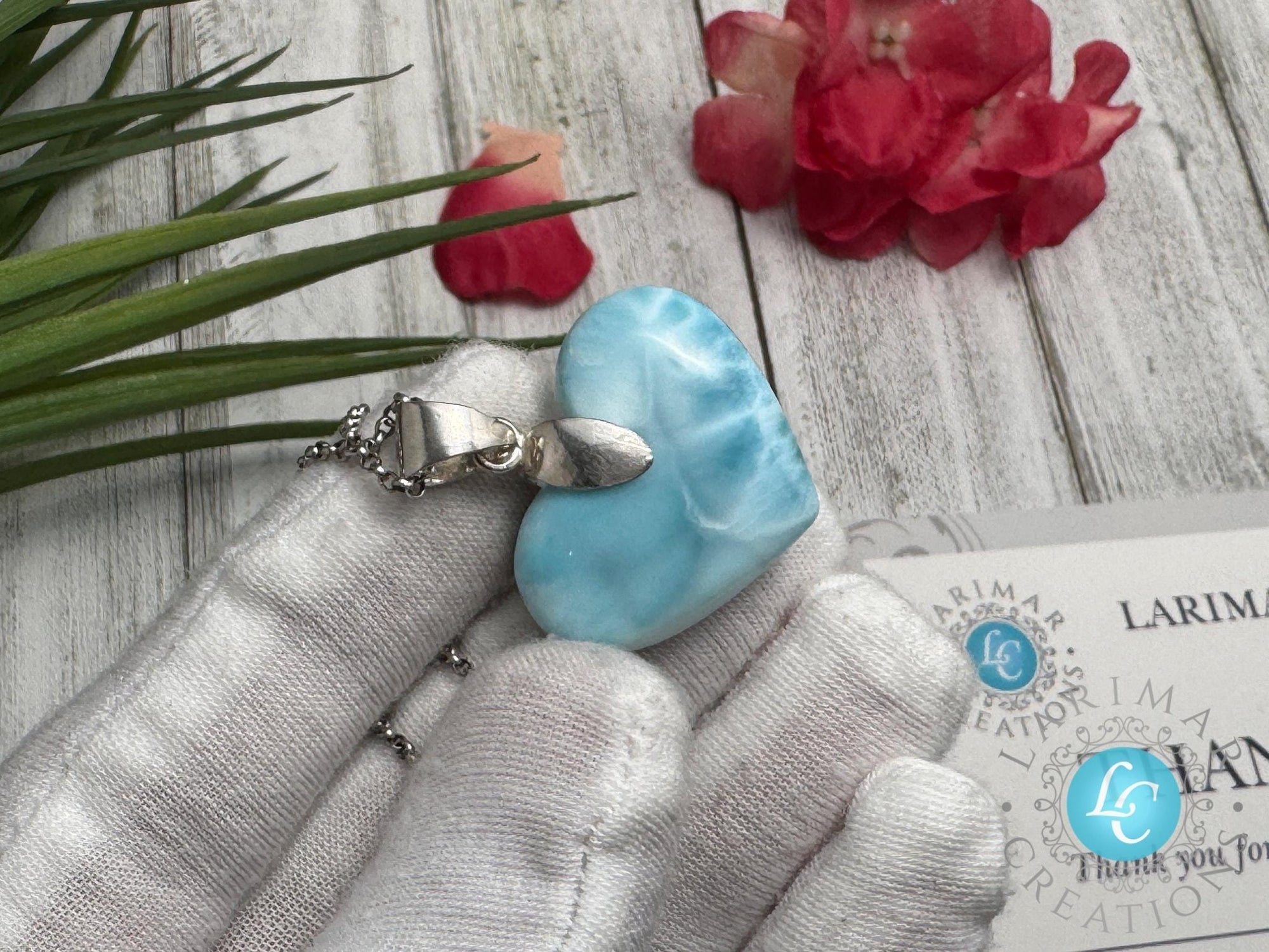 Larimar Heart Necklace, Sterling Silver - Larimar Creations