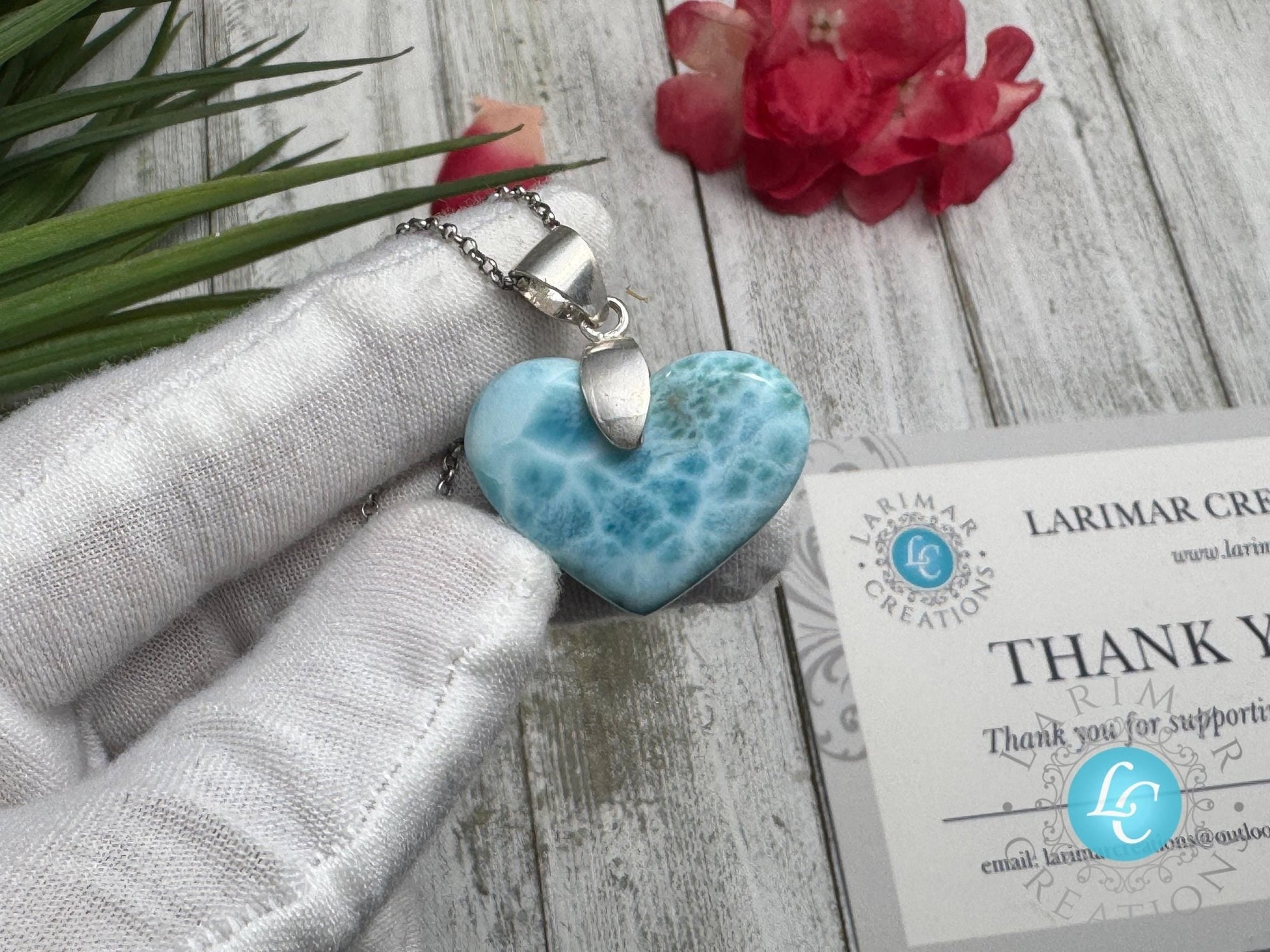Larimar Heart Necklace, Sterling Silver - Larimar Creations