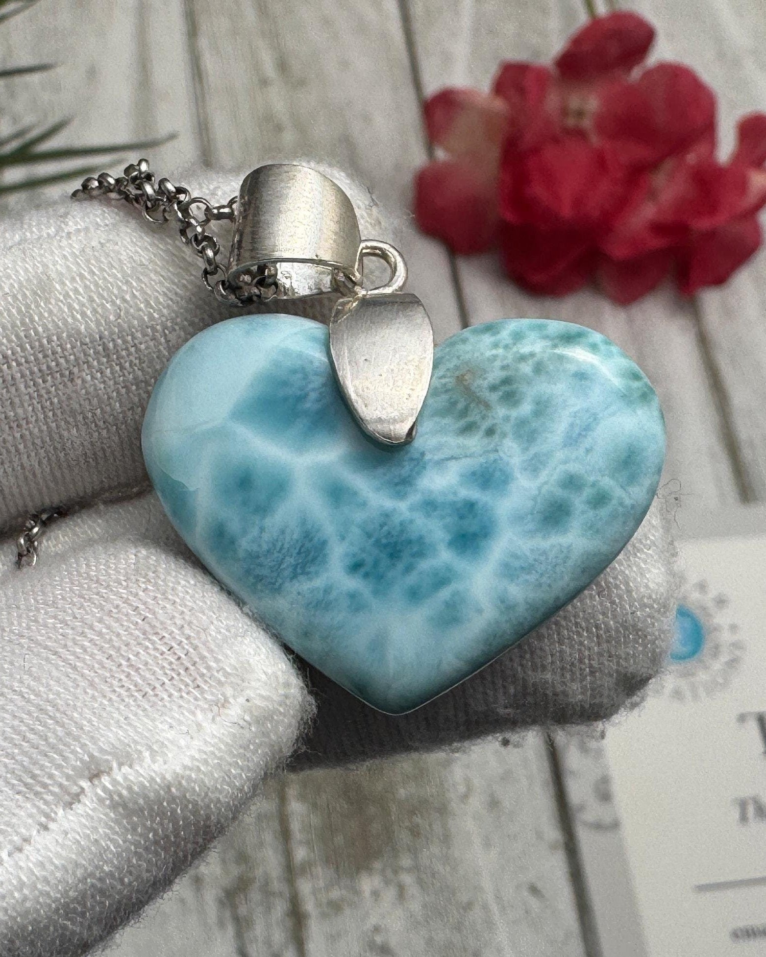 Larimar Heart Necklace, Sterling Silver - Larimar Creations