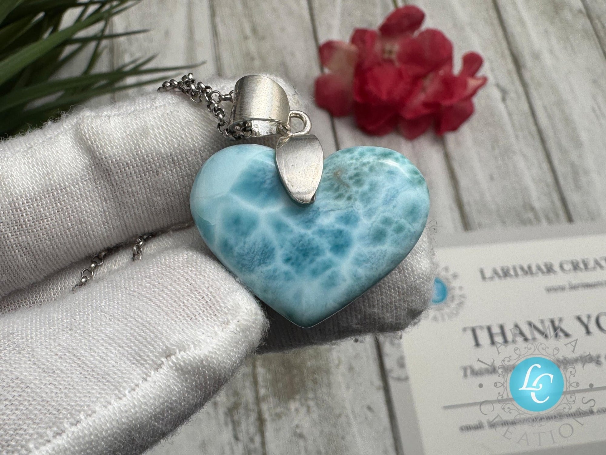Larimar Heart Necklace, Sterling Silver - Larimar Creations