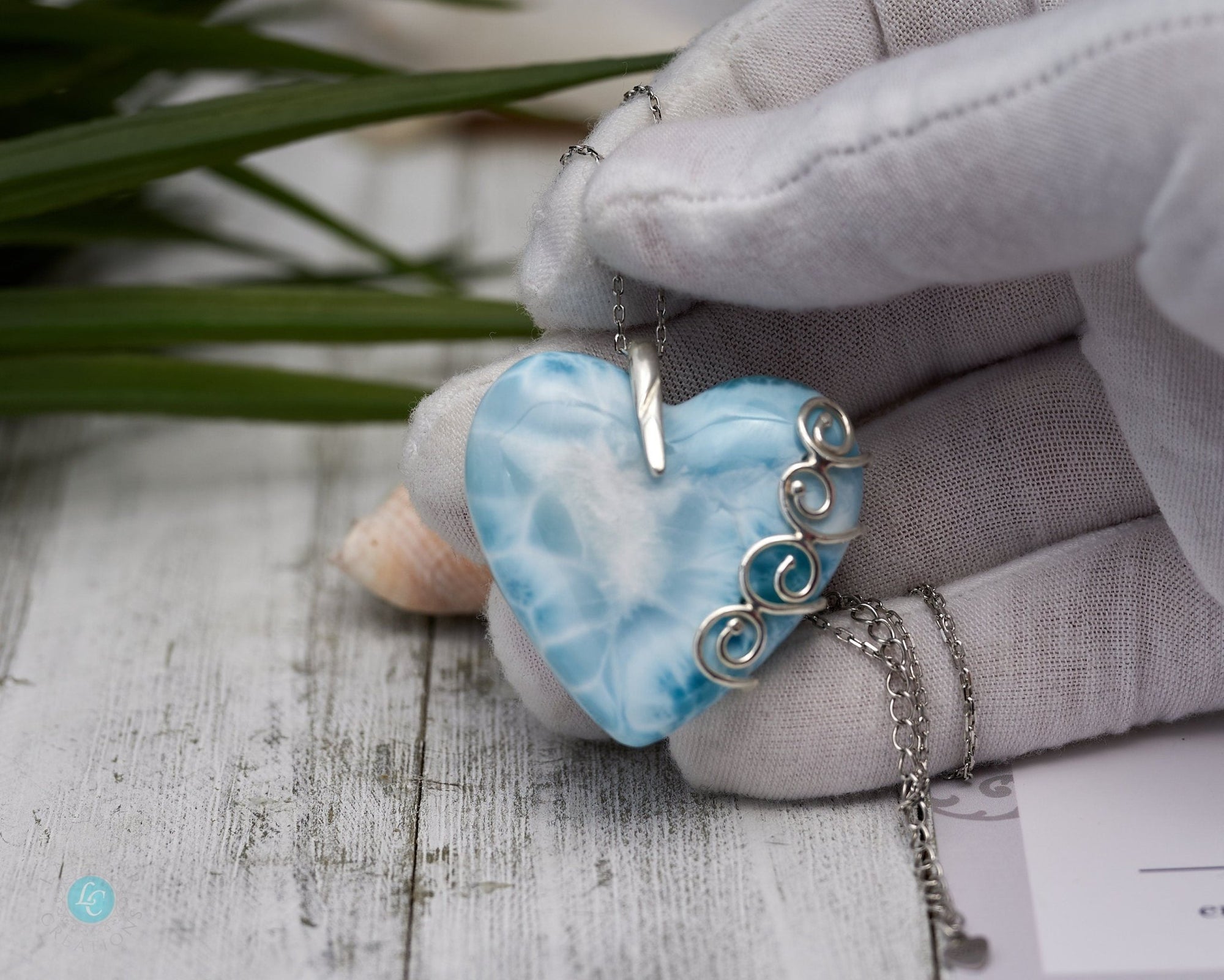 Larimar heart Necklace | Sterling SIlver 925 - Larimar Creations