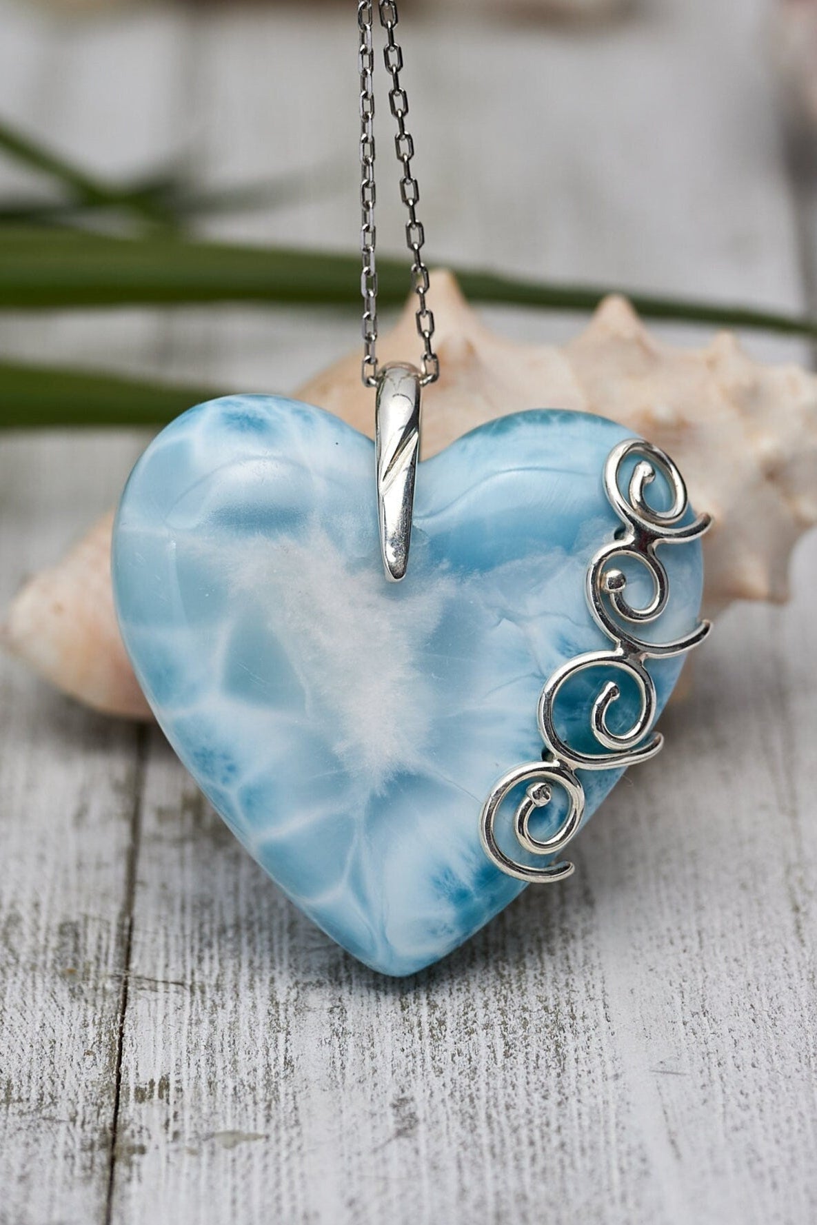 Larimar heart Necklace | Sterling SIlver 925 - Larimar Creations