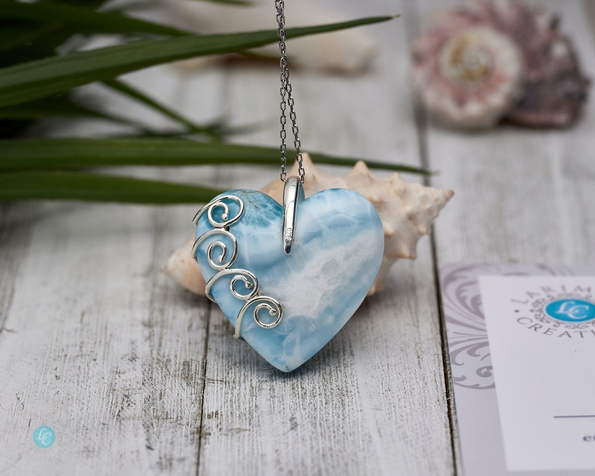 Larimar heart Necklace | Sterling SIlver 925 - Larimar Creations
