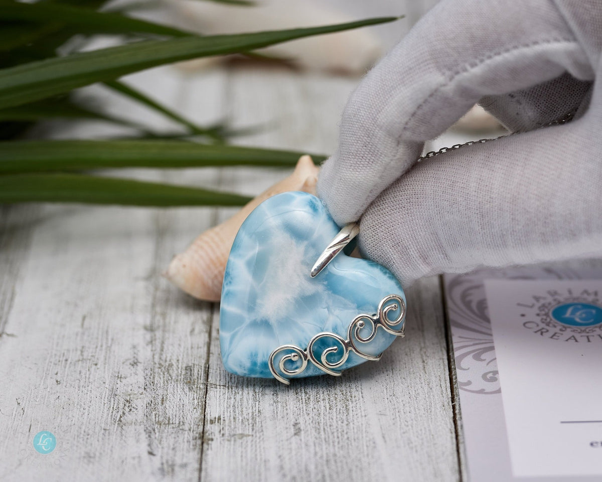 Larimar heart Necklace | Sterling SIlver 925 - Larimar Creations