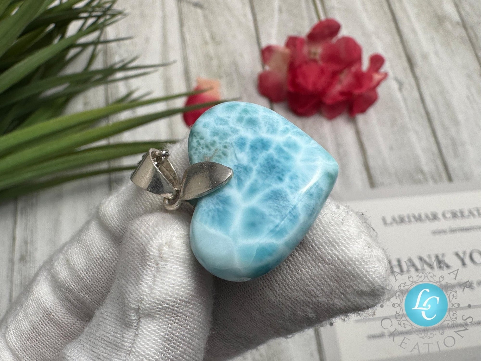 Larimar Heart Necklace, Sterling Silver - Larimar Creations