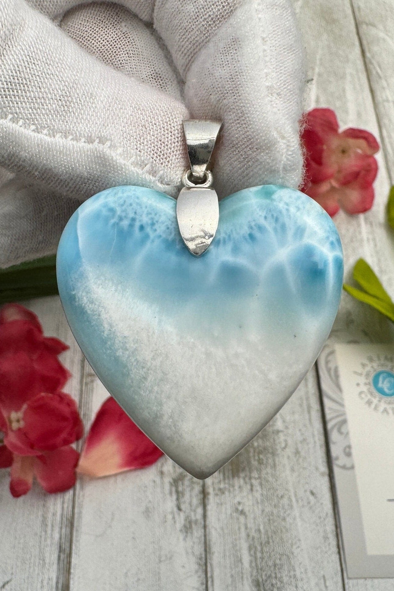 Larimar Heart Pendant - Ocean Inspired Gemstone Jewelry - Larimar Creations