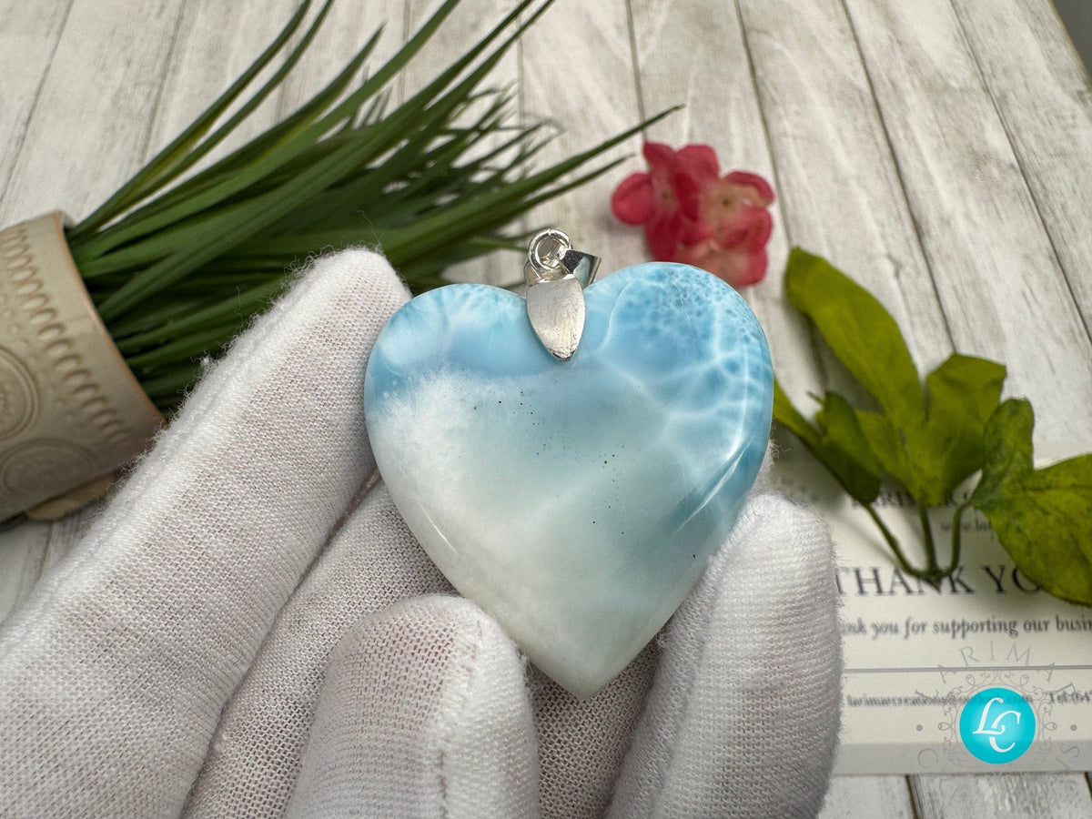 Larimar Heart Pendant - Ocean Inspired Gemstone Jewelry - Larimar Creations