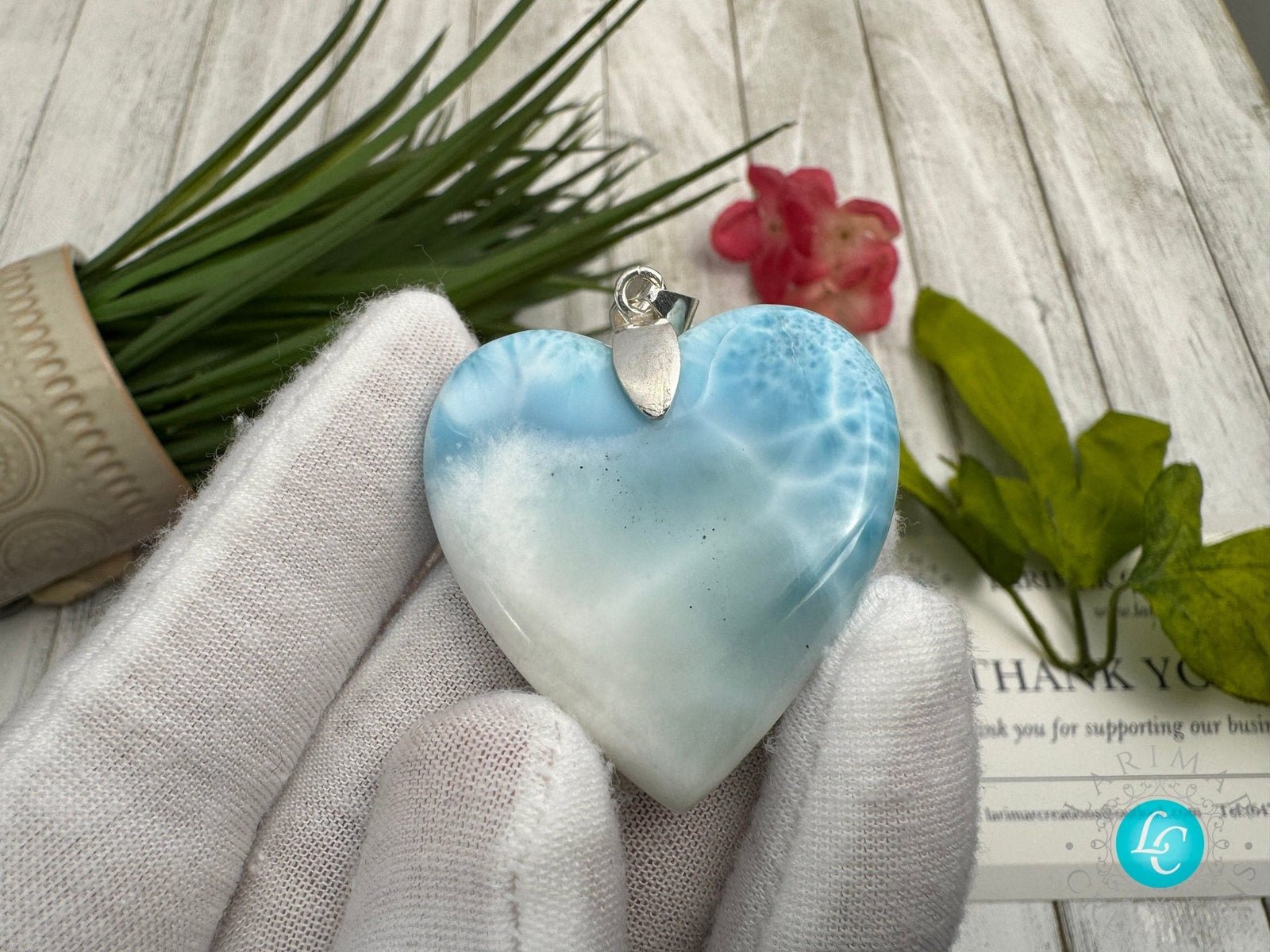 Larimar Heart Pendant - Ocean Inspired Gemstone Jewelry - Larimar Creations