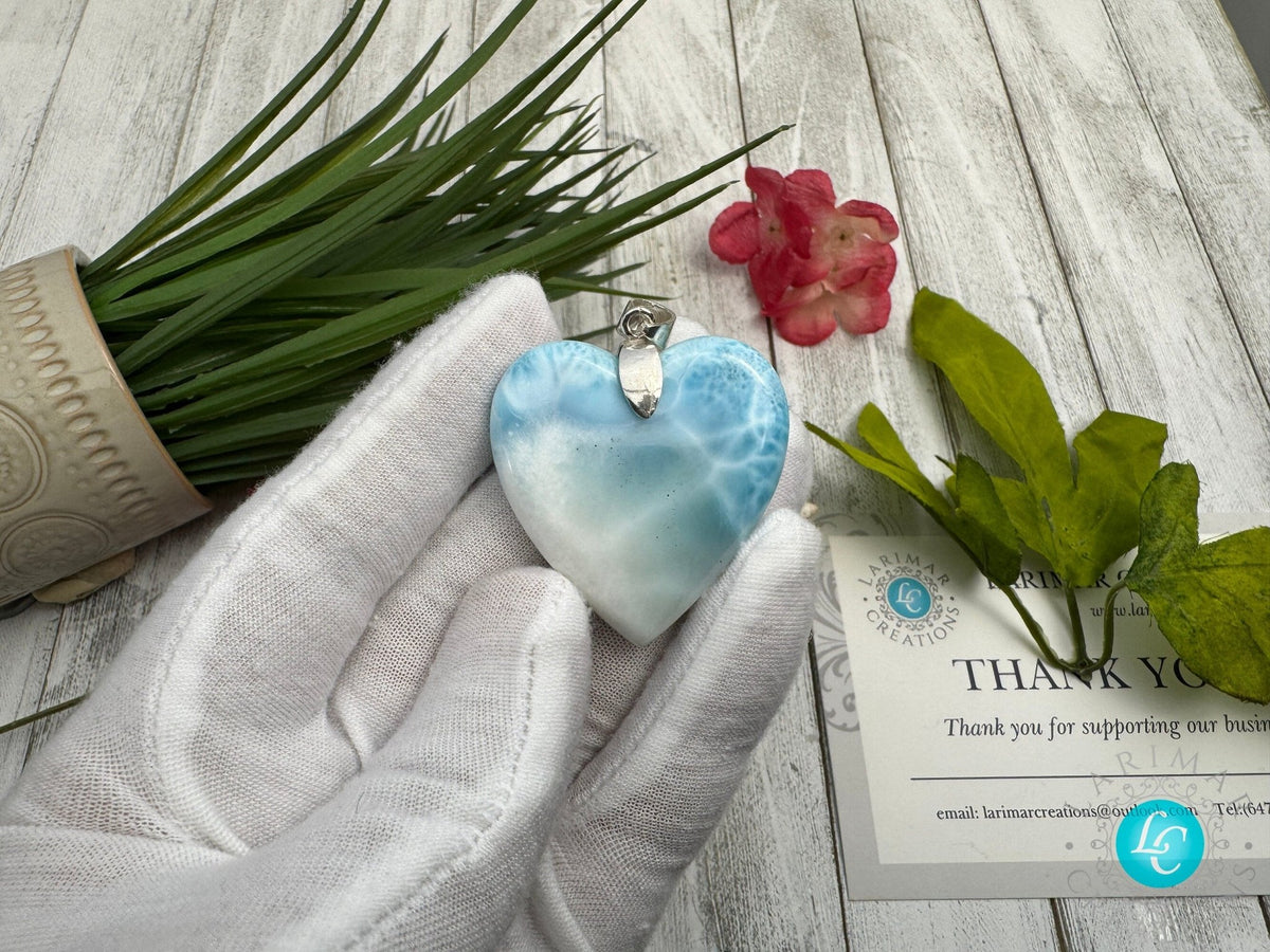 Larimar Heart Pendant - Ocean Inspired Gemstone Jewelry - Larimar Creations