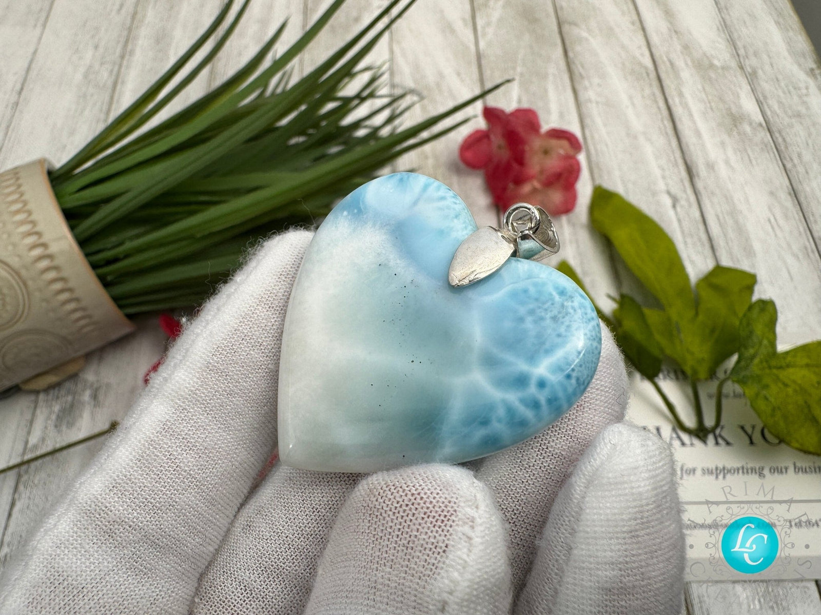 Larimar Heart Pendant - Ocean Inspired Gemstone Jewelry - Larimar Creations
