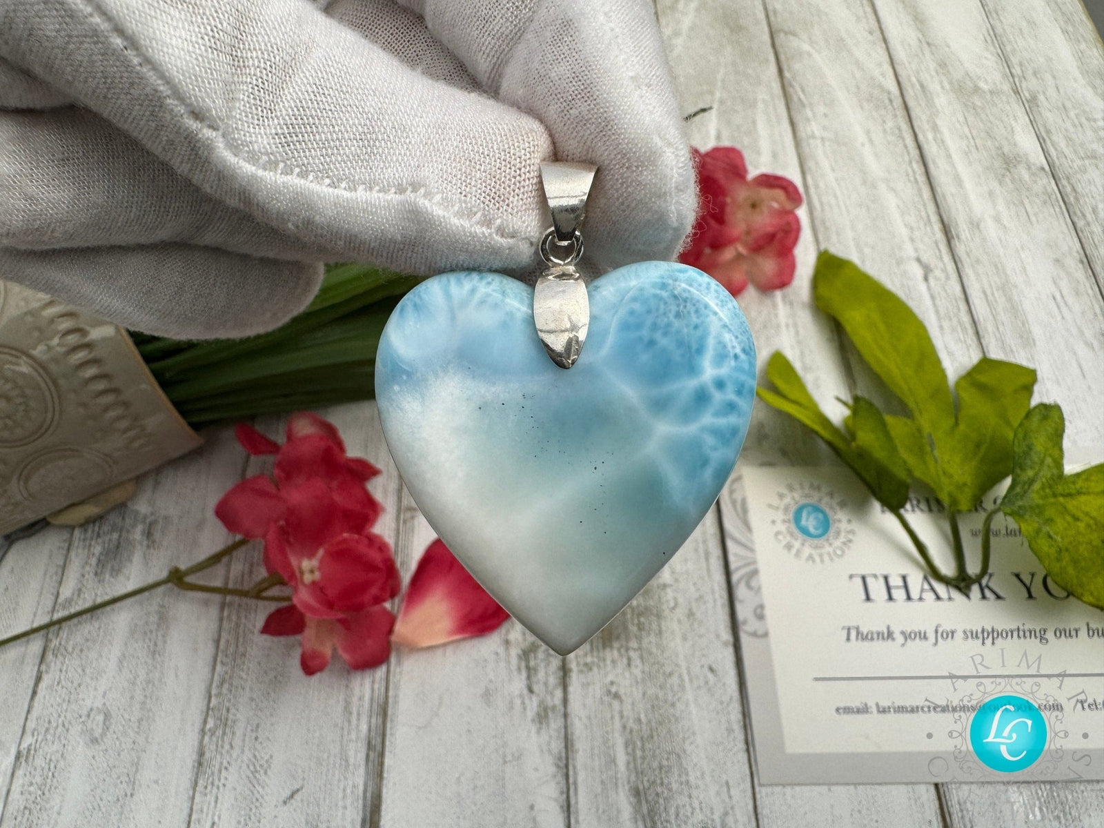 Larimar Heart Pendant - Ocean Inspired Gemstone Jewelry - Larimar Creations