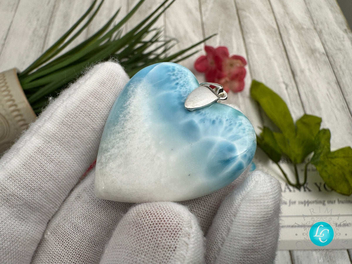 Larimar Heart Pendant - Ocean Inspired Gemstone Jewelry - Larimar Creations