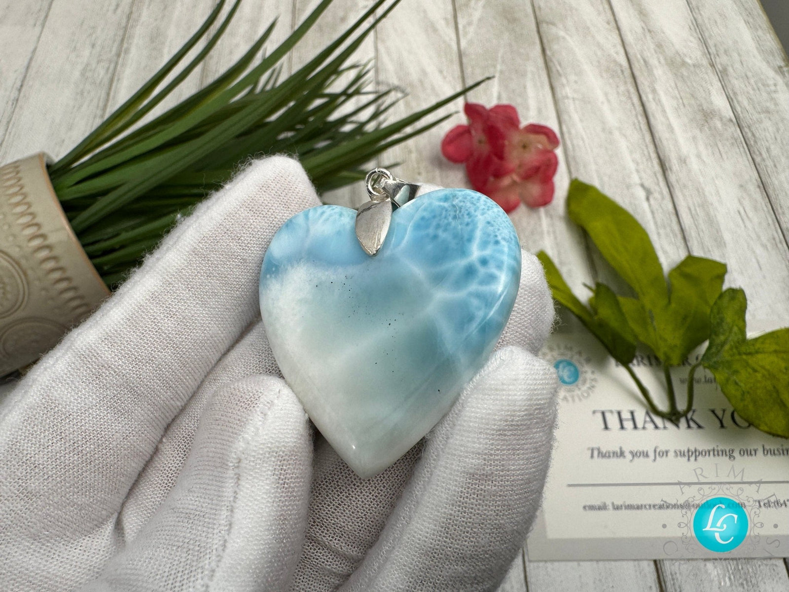 Larimar Heart Pendant - Ocean Inspired Gemstone Jewelry - Larimar Creations