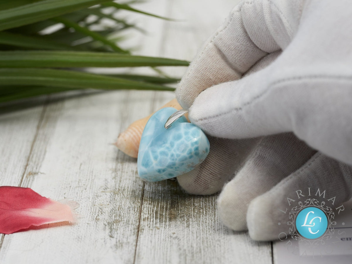 Larimar Heart pendant , 925 Sterling Silver - Larimar Creations