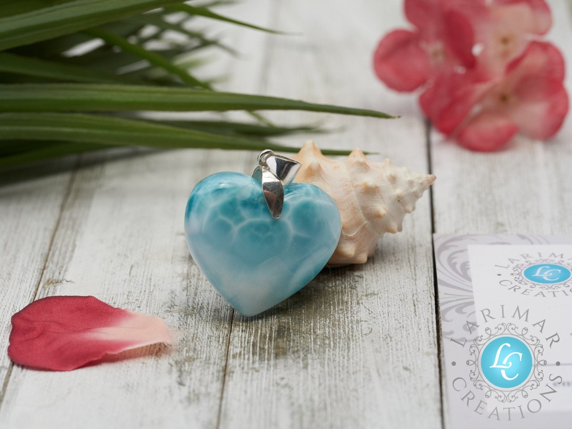Larimar heart Pendant 925 Sterling Silver - Larimar Creations