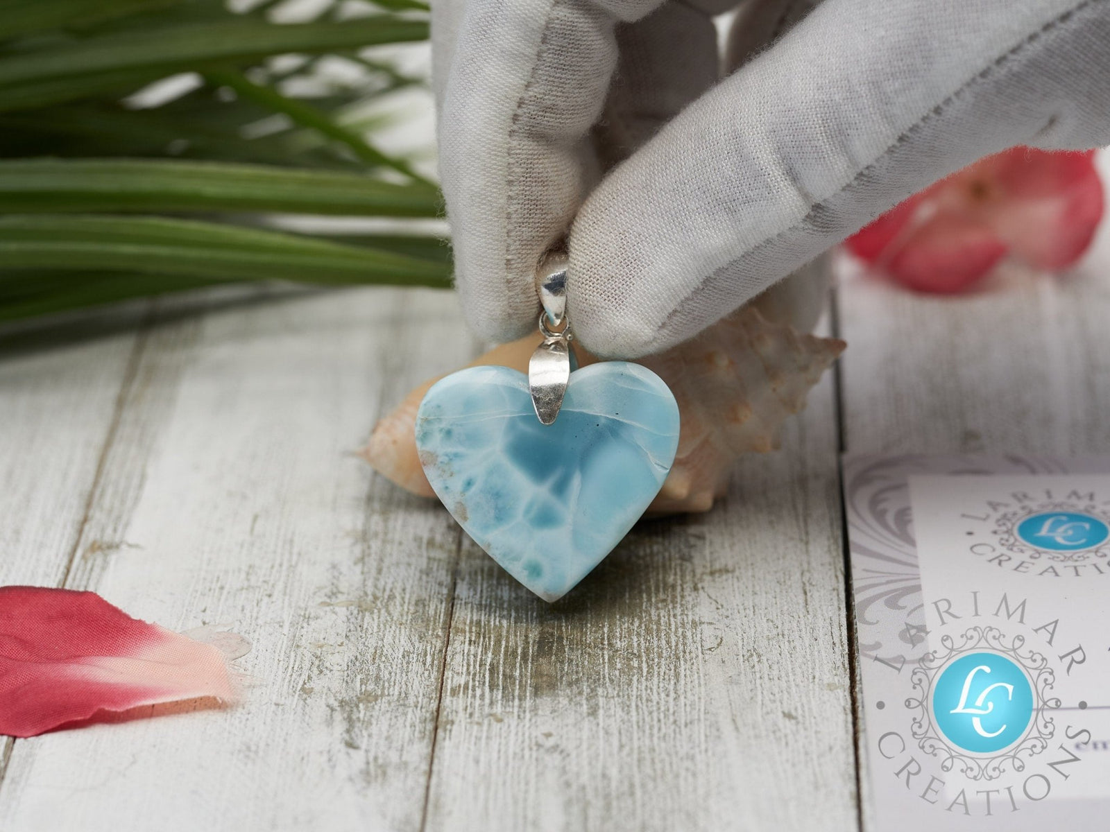 Larimar Heart pendant , 925 Sterling Silver - Larimar Creations
