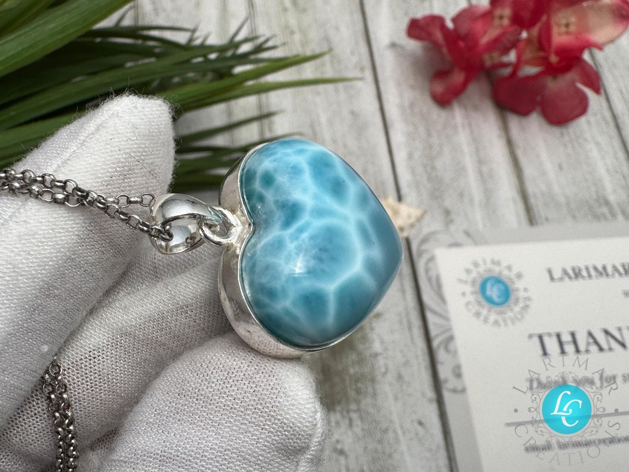 Larimar Heart Pendant 925 Sterling Silver - Larimar Creations