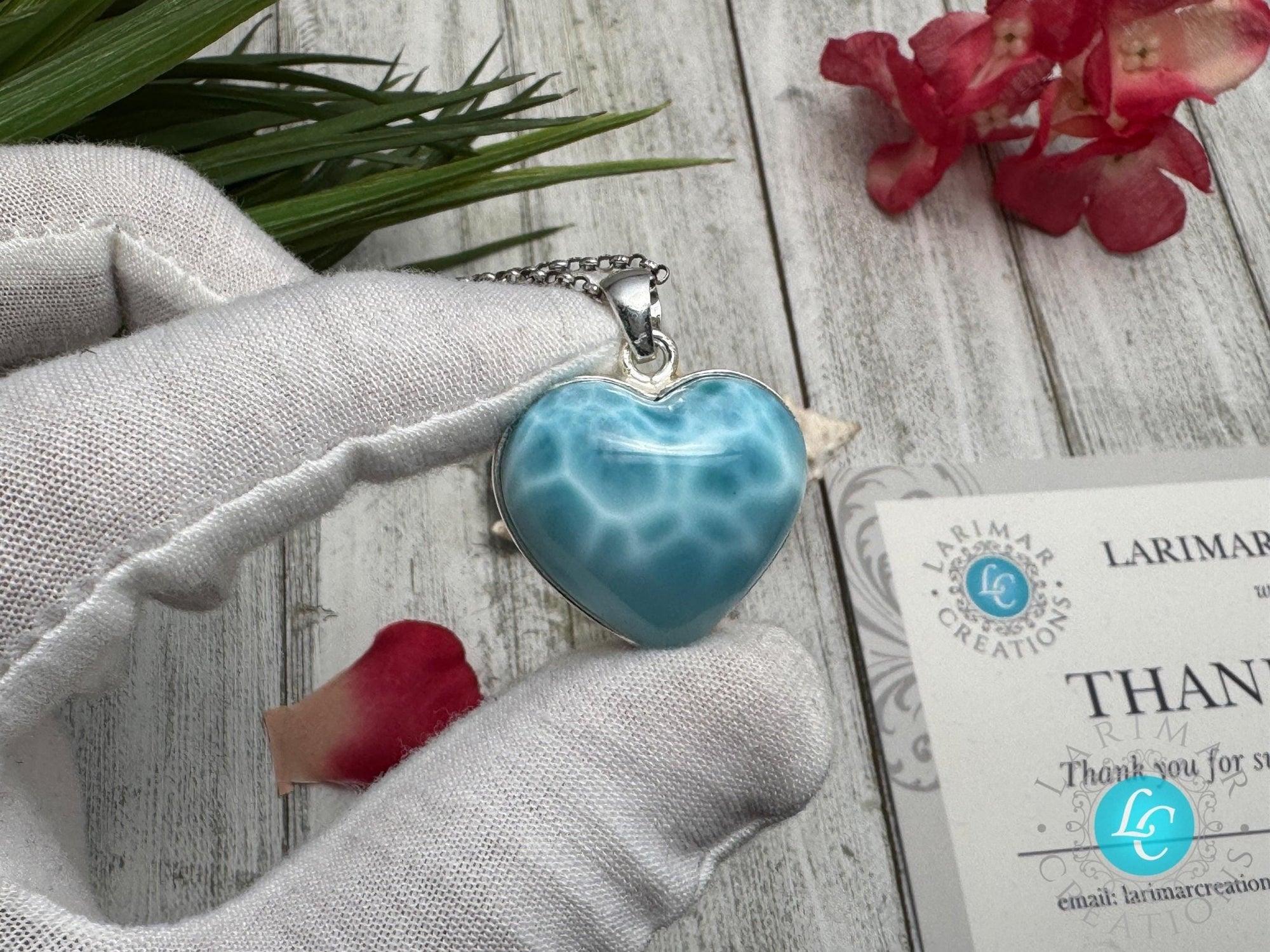 Larimar Heart Pendant 925 Sterling Silver - Larimar Creations