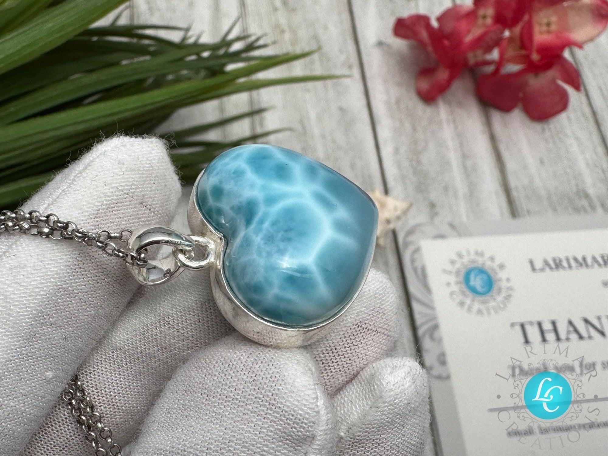 Larimar Heart Pendant 925 Sterling Silver - Larimar Creations