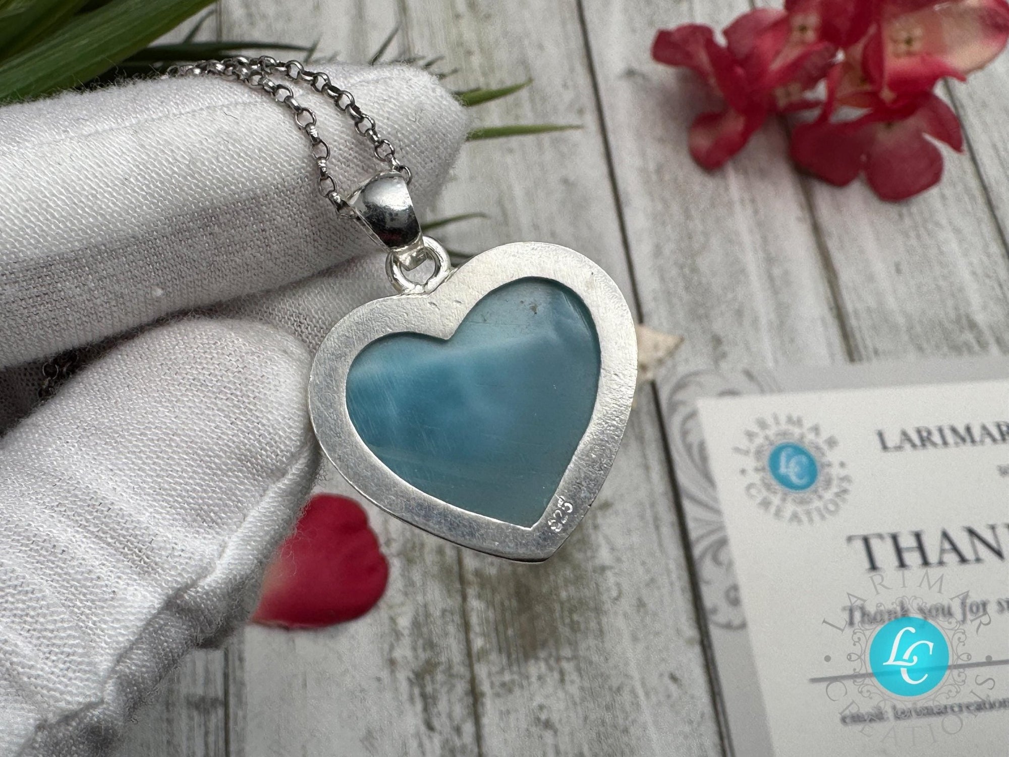 Larimar Heart Pendant 925 Sterling Silver - Larimar Creations