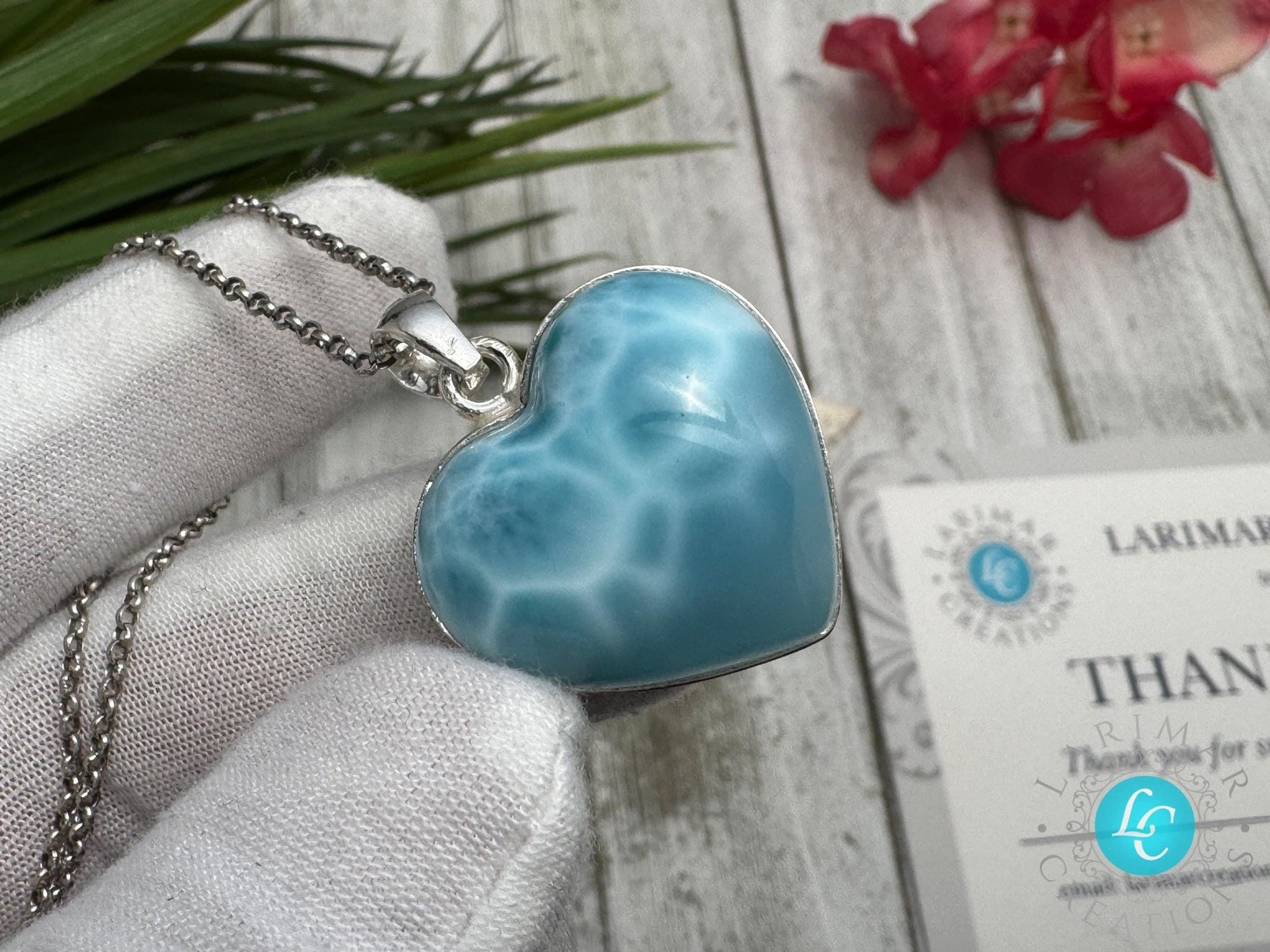 Larimar Heart Pendant 925 Sterling Silver - Larimar Creations