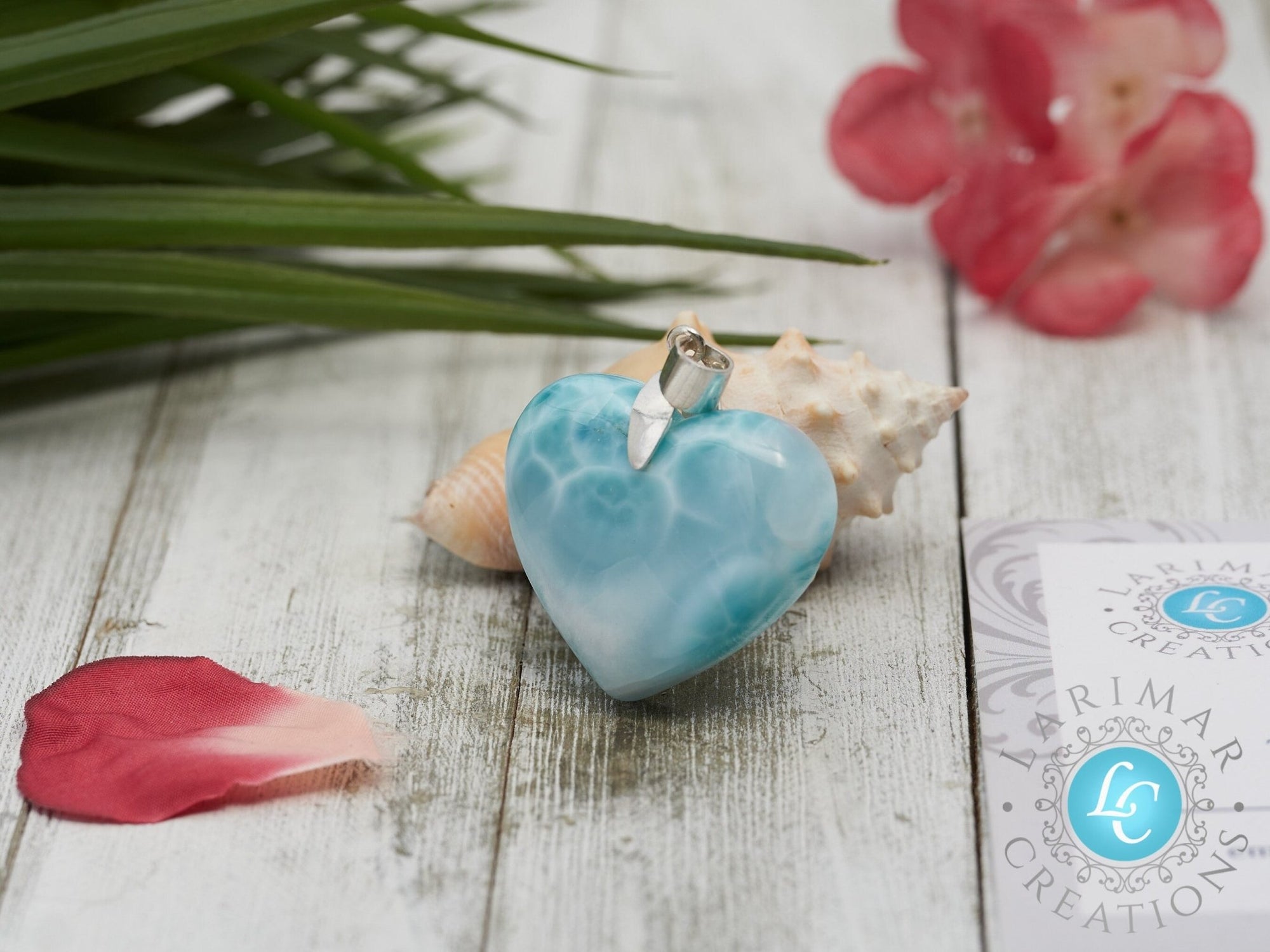 Larimar heart Pendant 925 Sterling Silver - Larimar Creations