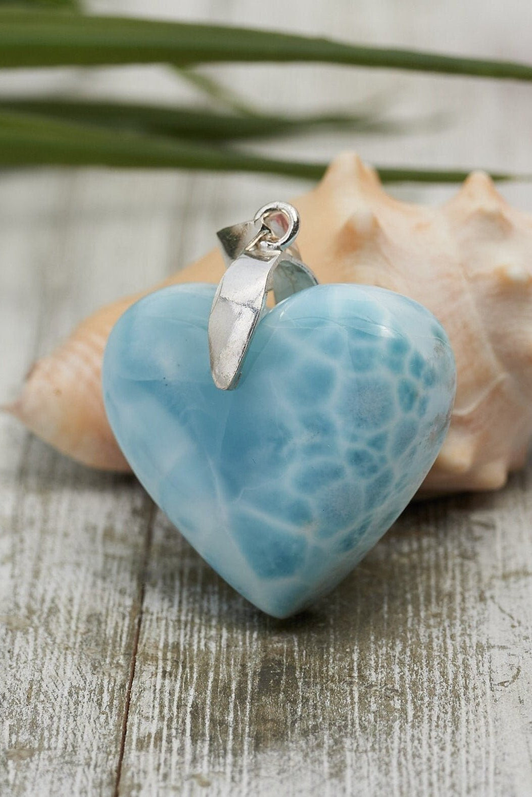 Larimar Heart pendant , 925 Sterling Silver - Larimar Creations