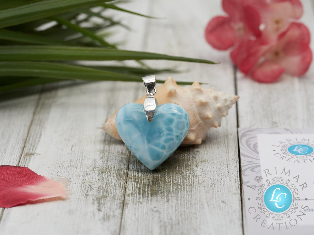 Larimar Heart pendant , 925 Sterling Silver - Larimar Creations