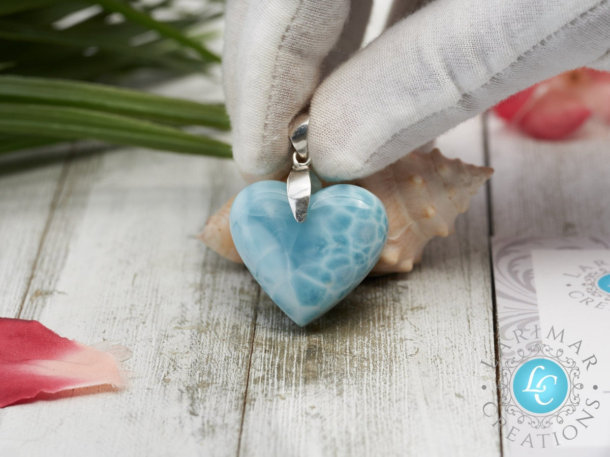 Larimar Heart pendant , 925 Sterling Silver - Larimar Creations