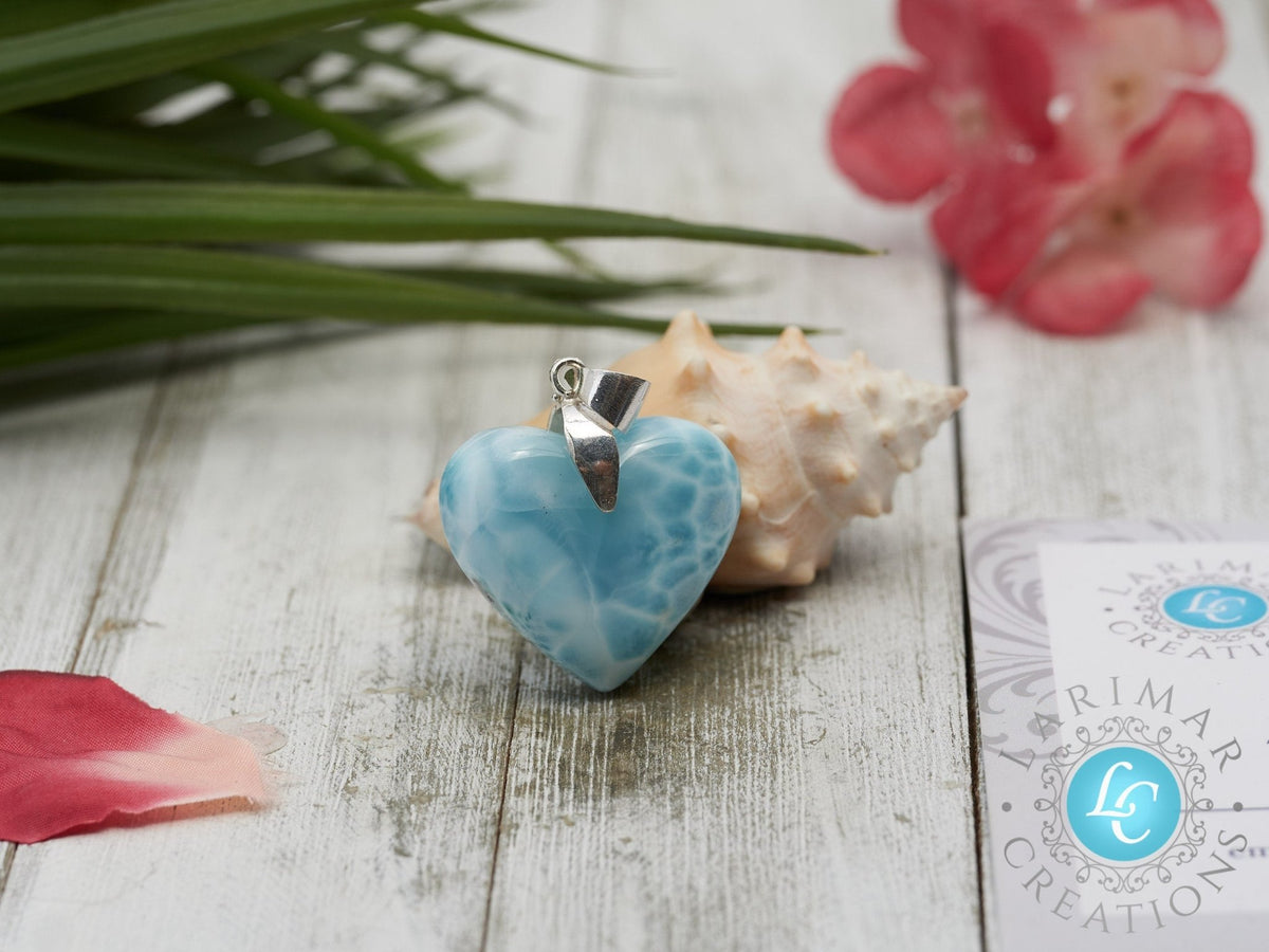 Larimar Heart pendant , 925 Sterling Silver - Larimar Creations
