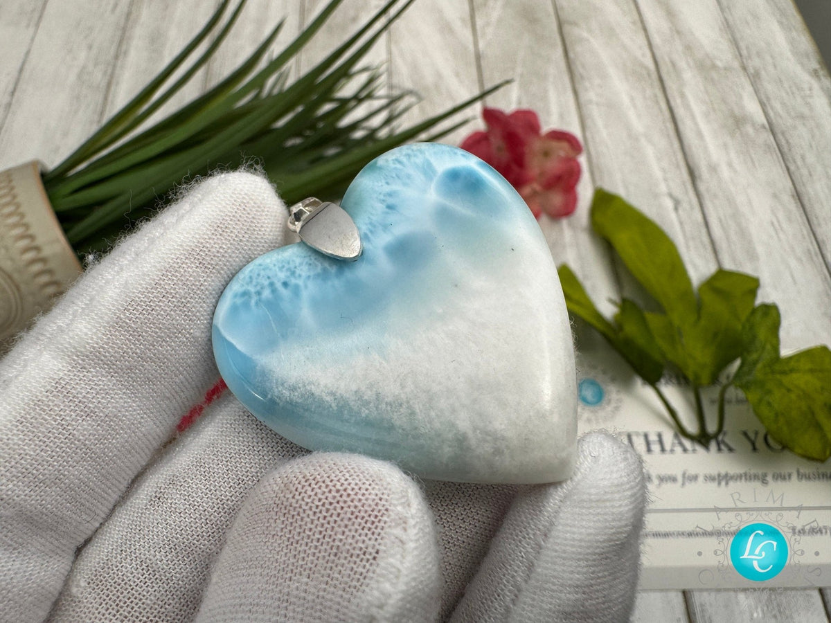 Larimar Heart Pendant - Ocean Inspired Gemstone Jewelry - Larimar Creations