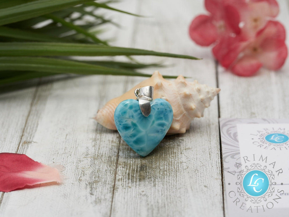 Larimar Heart Pendant AAA - Larimar Creations