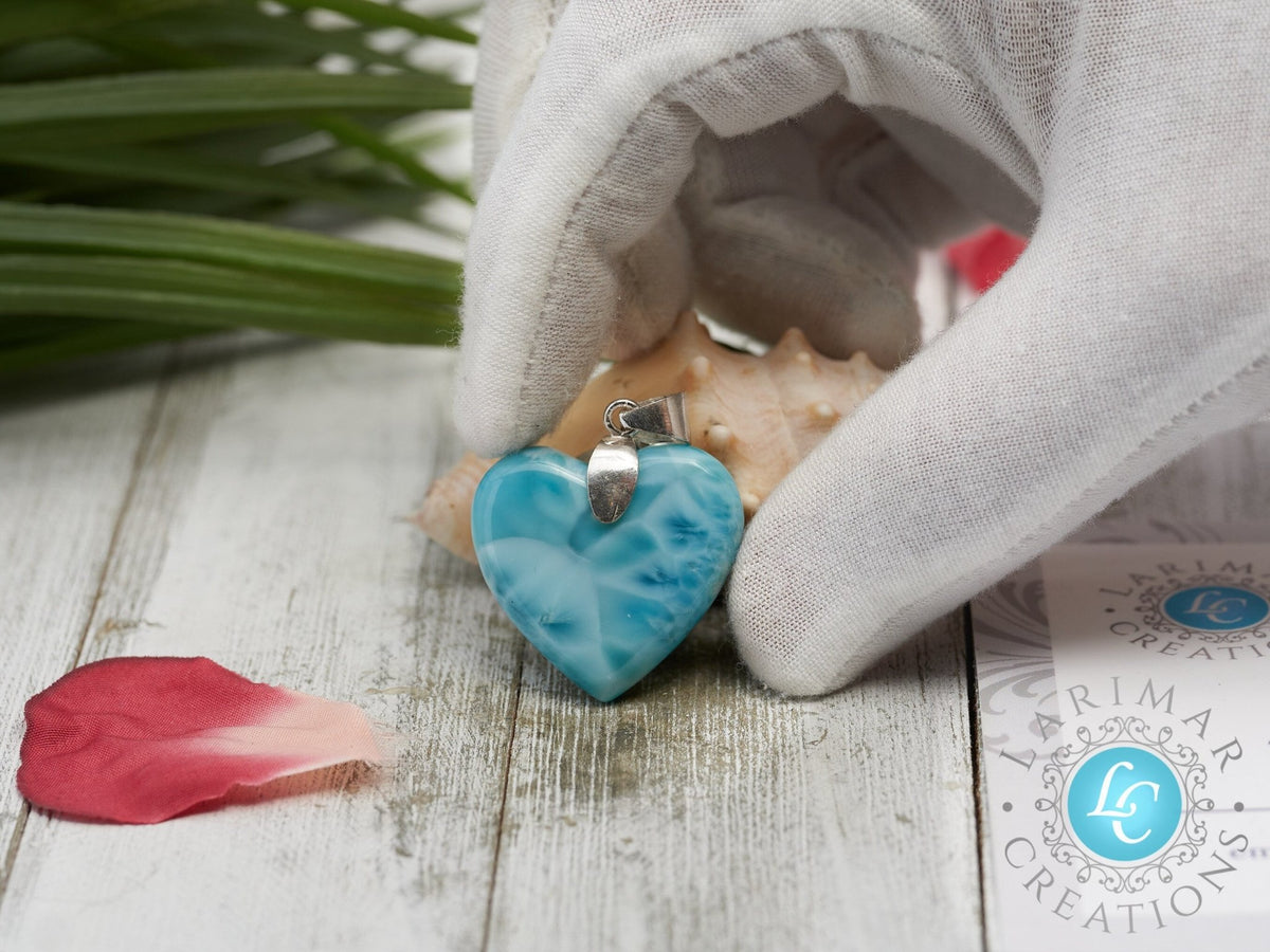 Larimar Heart Pendant AAA - Larimar Creations