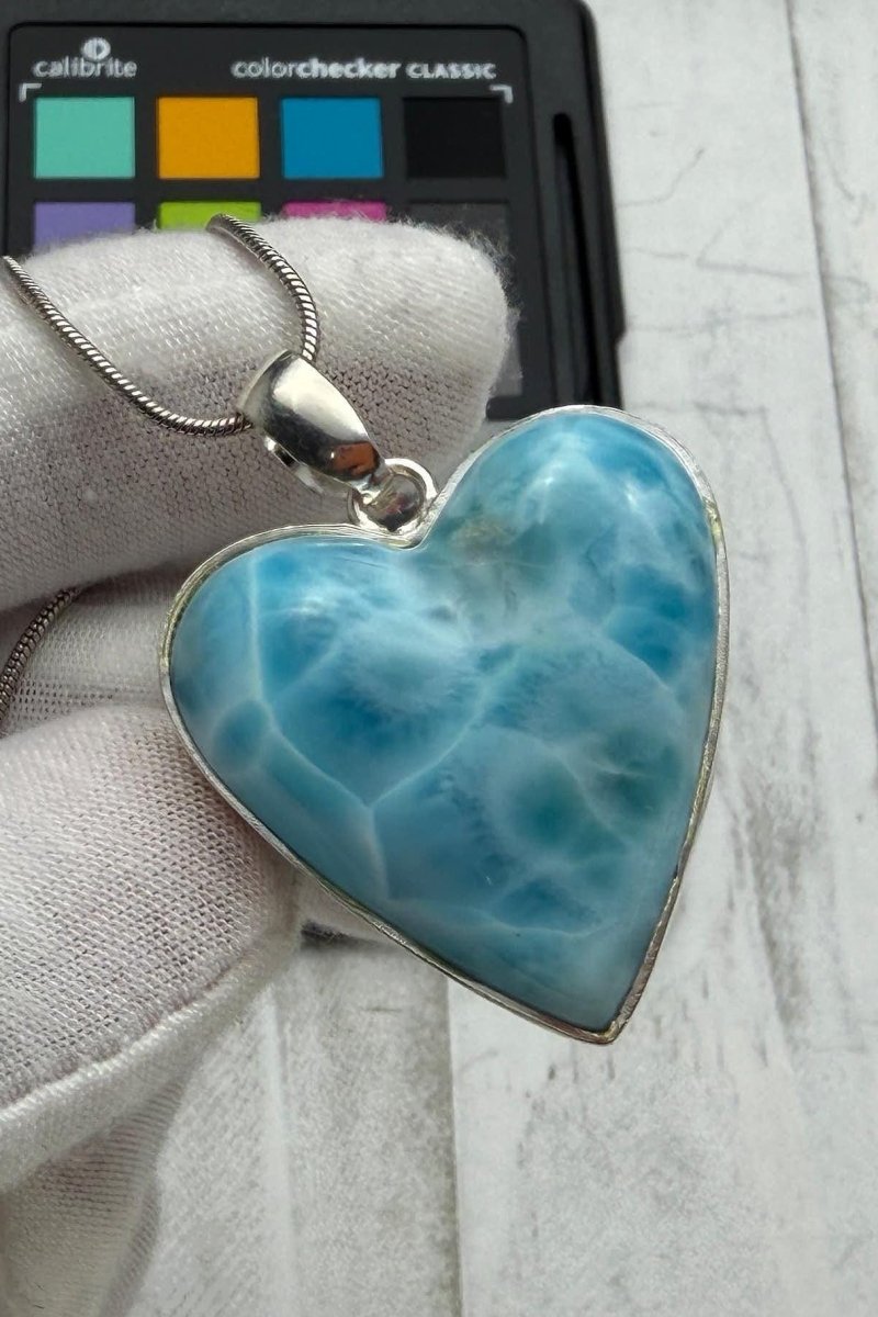 Larimar Heart Pendant | Natural Gemstone Necklace - Larimar Creations