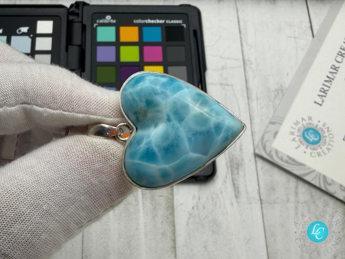 Larimar Heart Pendant | Natural Gemstone Necklace - Larimar Creations