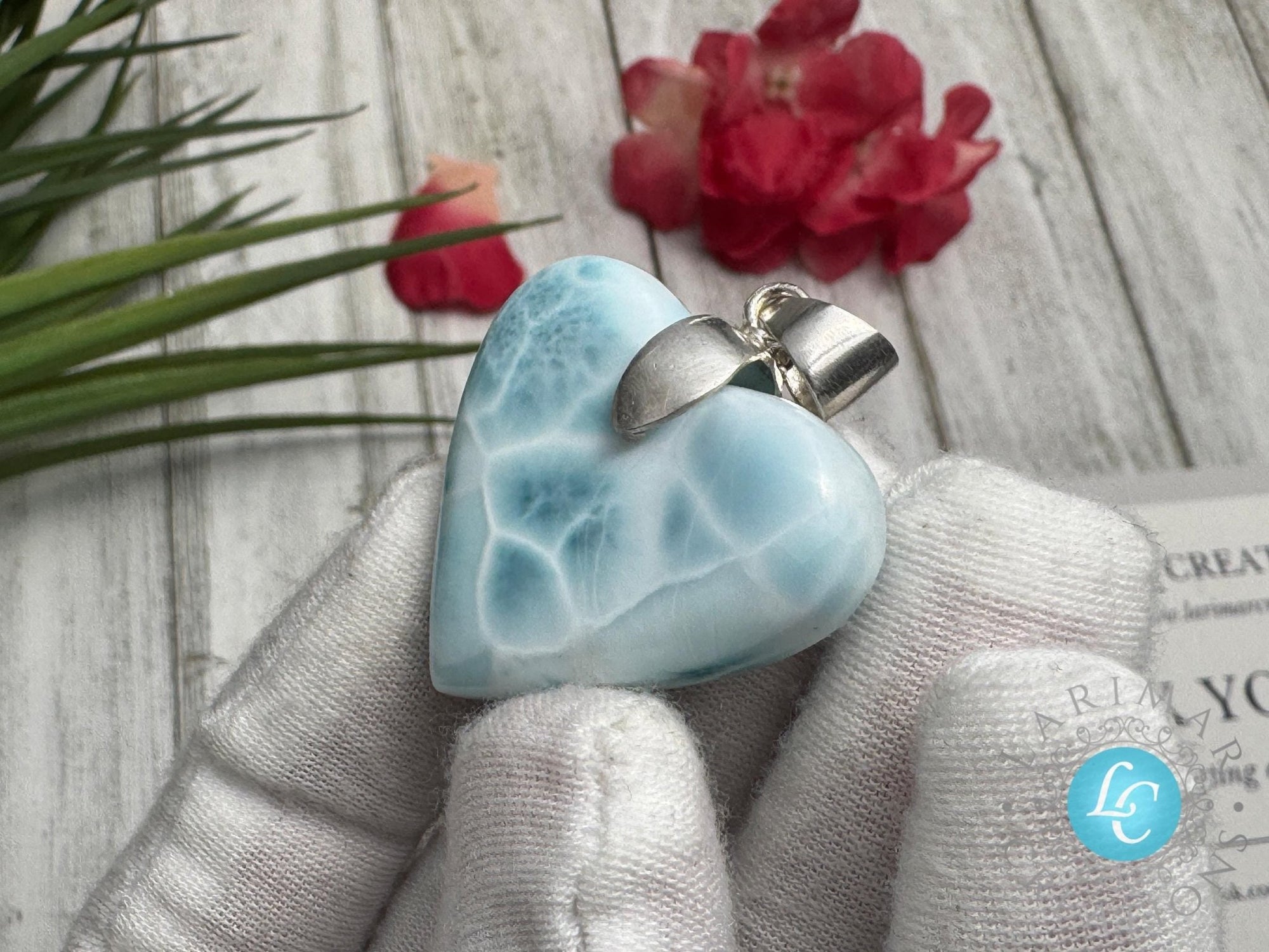 Larimar Heart Pendant: Sterling Silver - Larimar Creations