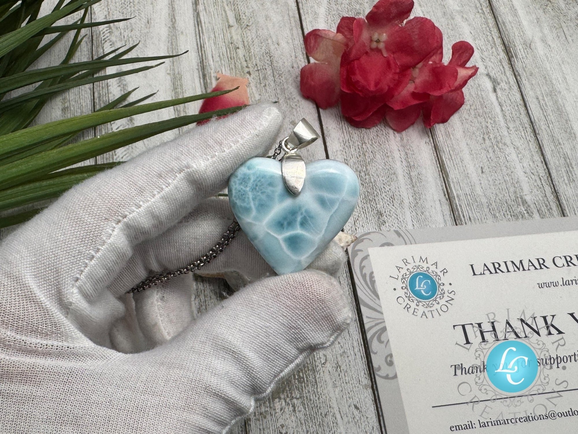 Larimar Heart Pendant: Sterling Silver - Larimar Creations