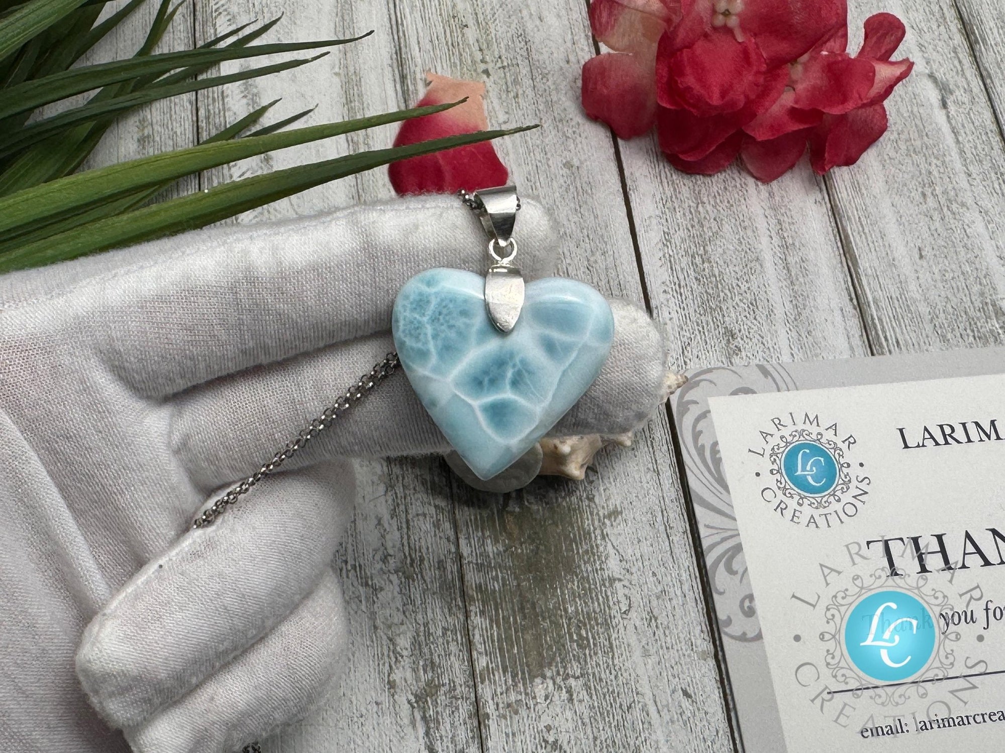 Larimar Heart Pendant: Sterling Silver - Larimar Creations